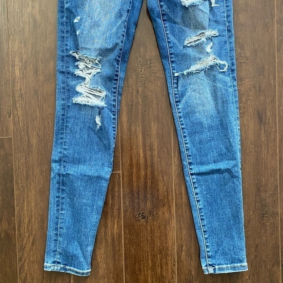 AMERICAN Eagle High Rise ripped Jeggings blue size 2 🌸 - Picture 4 of 11
